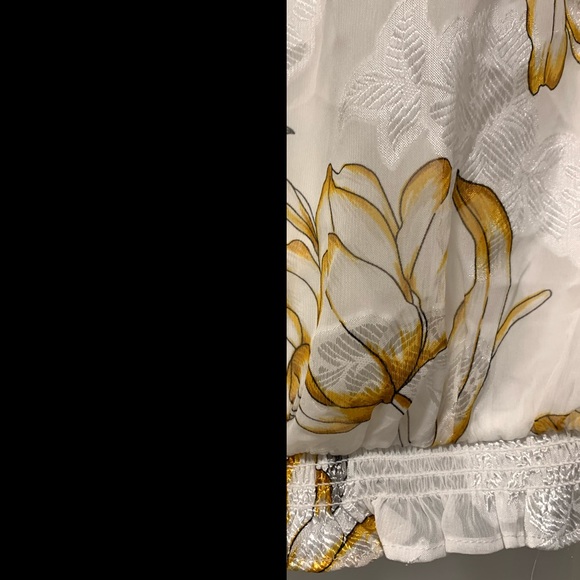 WHBM White House black market yellow floral long sleeve blouse cami yellow top - Picture 8 of 8